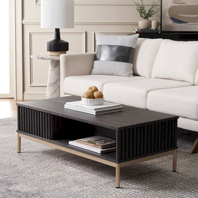 2-Door Storage Coffee Table - 43.7 In. W x 21.5 In. D x 15.4 In. H - 44Wx21Dx15H