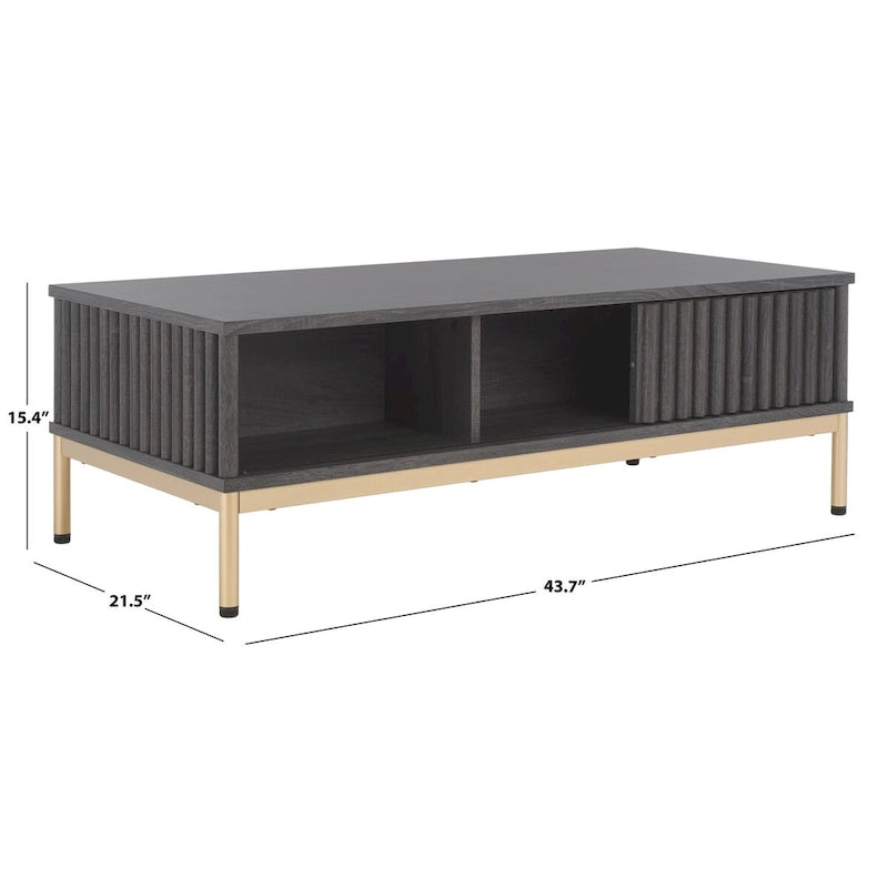 2-Door Storage Coffee Table - 43.7 In. W x 21.5 In. D x 15.4 In. H - 44Wx21Dx15H