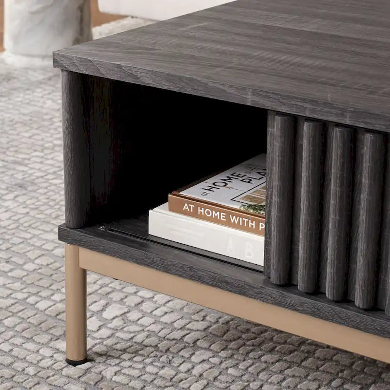 2-Door Storage Coffee Table - 43.7 In. W x 21.5 In. D x 15.4 In. H - 44Wx21Dx15H