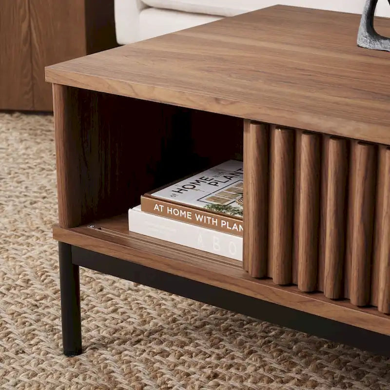 2-Door Storage Coffee Table - 43.7 In. W x 21.5 In. D x 15.4 In. H - 44Wx21Dx15H