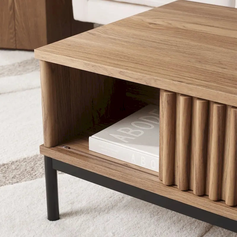 2-Door Storage Coffee Table - 43.7 In. W x 21.5 In. D x 15.4 In. H - 44Wx21Dx15H