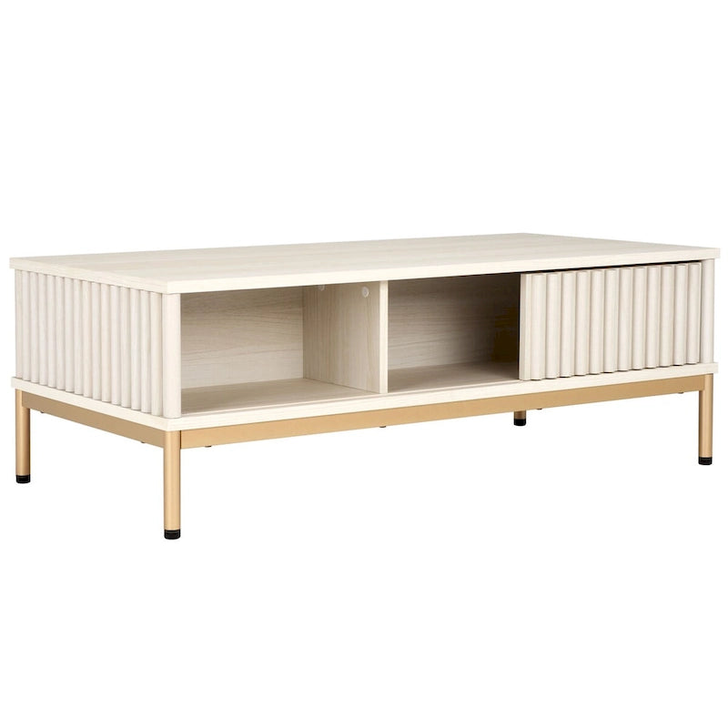 2-Door Storage Coffee Table - 43.7 In. W x 21.5 In. D x 15.4 In. H - 44Wx21Dx15H