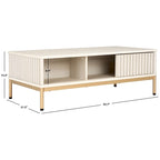 2-Door Storage Coffee Table - 43.7 In. W x 21.5 In. D x 15.4 In. H - 44Wx21Dx15H