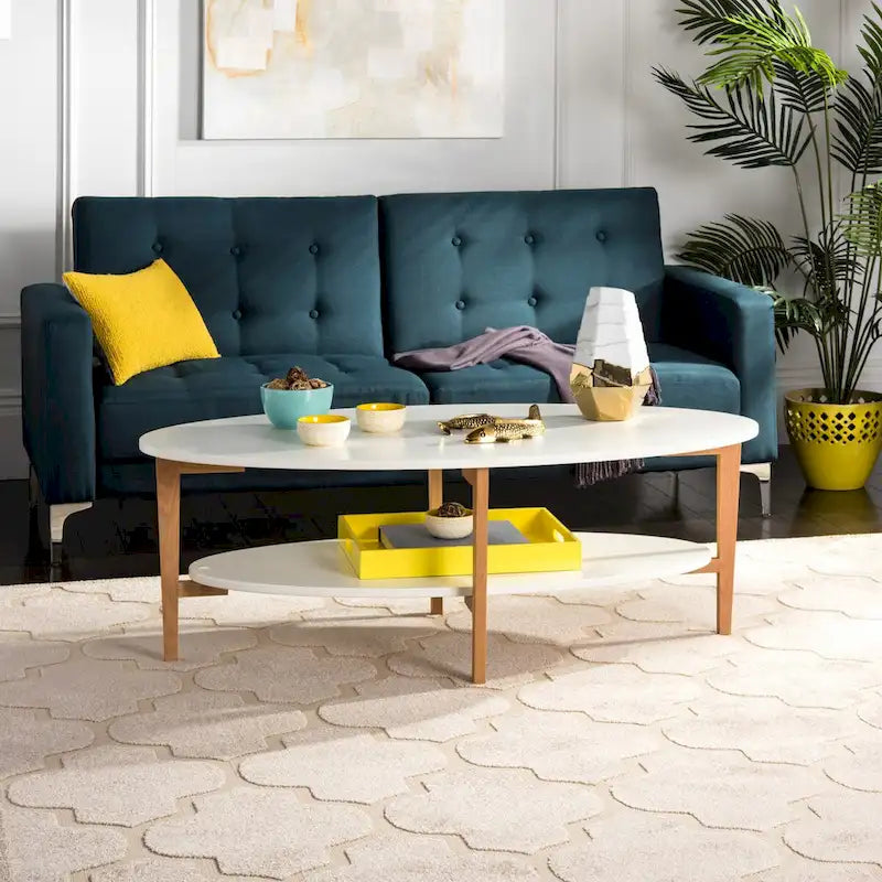 SAFAVIEH Melodie Mid-Century Oval Coffee Table - 51.2 x 27.6 x 17.7 - 51Wx28Dx18H