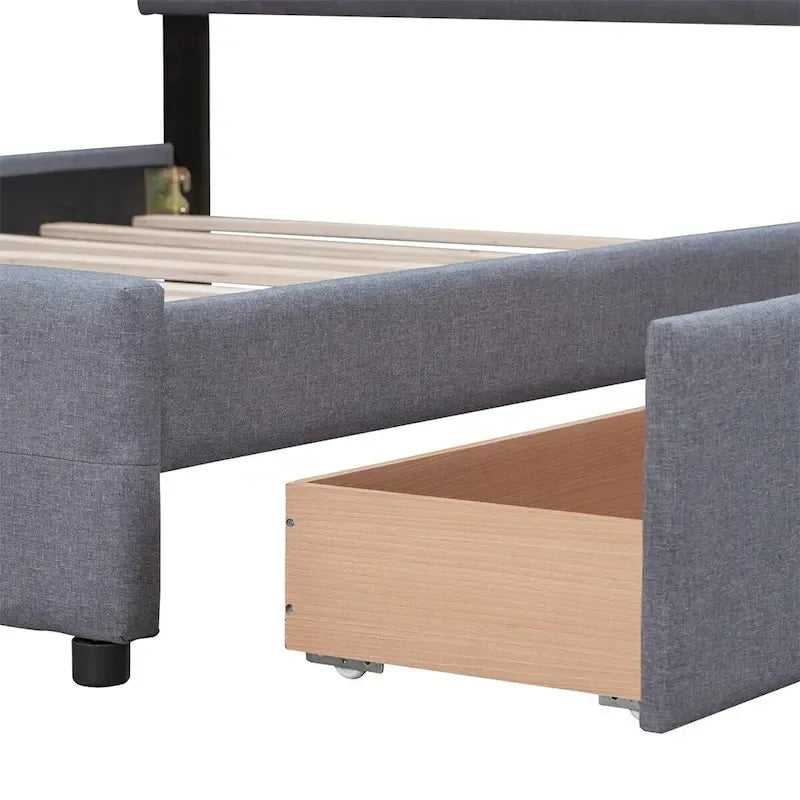 Merax Queen Upholstered Platform Bed with 4 Drawers