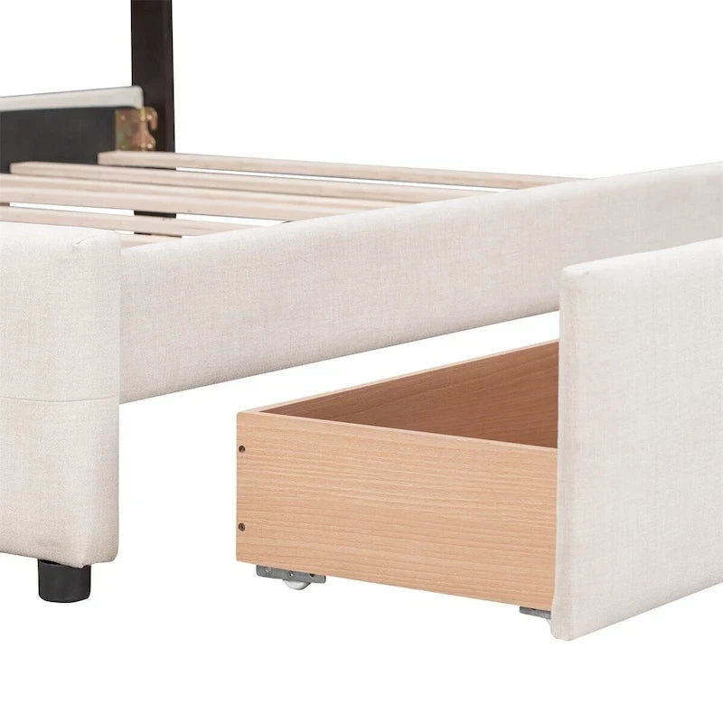 Merax Queen Upholstered Platform Bed with 4 Drawers