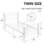Javlergo Victoria Metal Platform Bed Frame with Headboard and Footboard