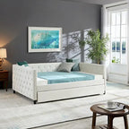 Full Size Velvet Daybed Upholstered Sofa Bed With Wheels, Button And Copper Nail