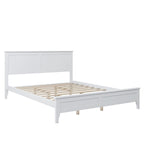 White Modern Solid Wood Queen Platform Bed, Elegant and Strong