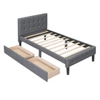 Twin Size Upholstered Platform Bed with 2 Drawers