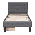 Twin Size Upholstered Platform Bed with 2 Drawers