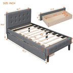 Twin Size Upholstered Platform Bed with 2 Drawers