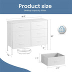 6 Drawers Dresser Chest with Metal Frame and Wooden Top