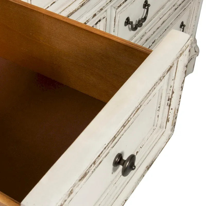 Magnolia Manor Upholstered Bed, and Dresser and Mirror Set