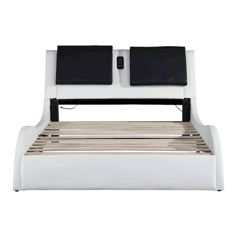 Faux Leather Upholstered Platform Bed Frame, King Size