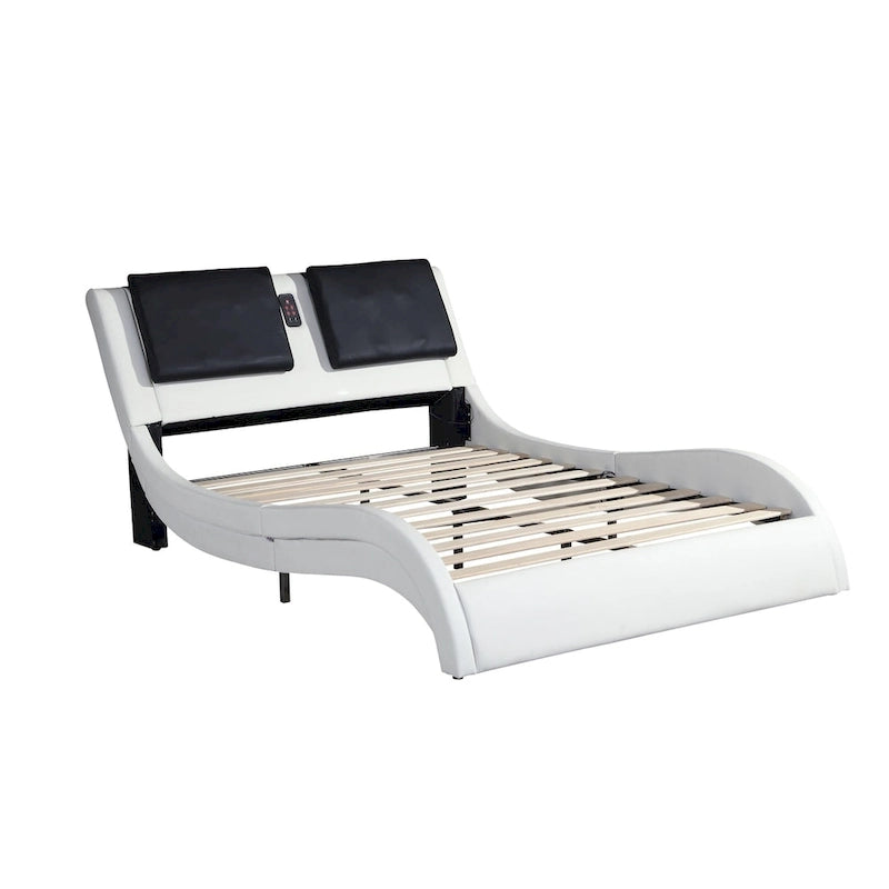 Faux Leather Upholstered Platform Bed Frame, King Size