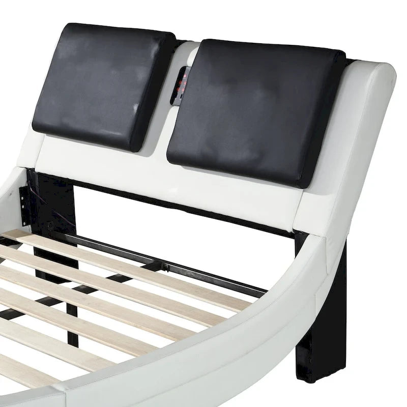 Faux Leather Upholstered Platform Bed Frame, King Size