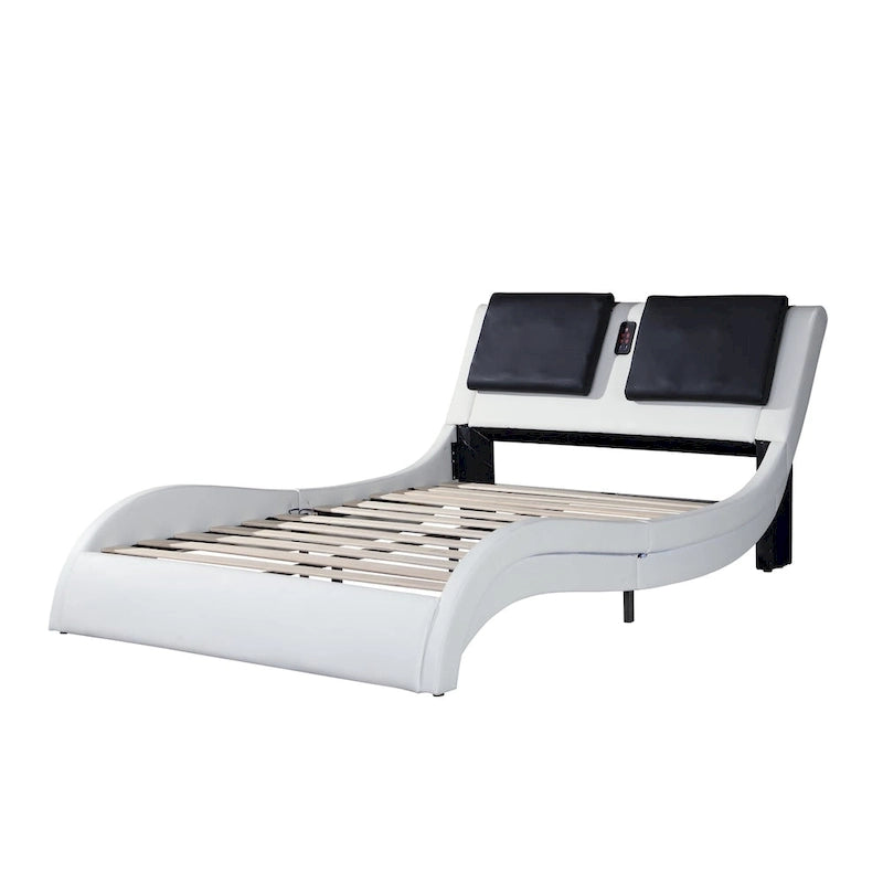 Faux Leather Upholstered Platform Bed Frame, King Size