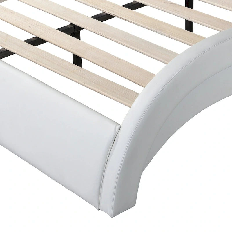 Faux Leather Upholstered Platform Bed Frame, King Size