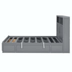 Wood Queen Size Hydraulic Platform Bed with Storage LED Headboard