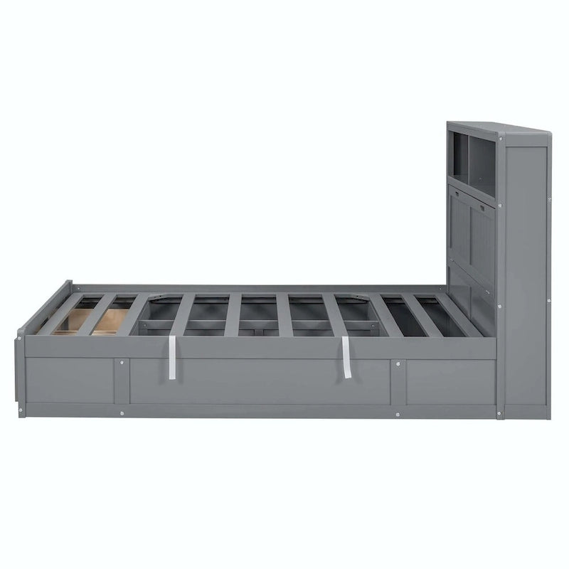 Wood Queen Size Hydraulic Platform Bed with Storage LED Headboard