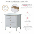 Glory Furniture Hammond 3 Drawer Nightstand , White