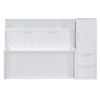 Queen Size Murphy Bed Wall Bed with Closet and Drawers,Gray