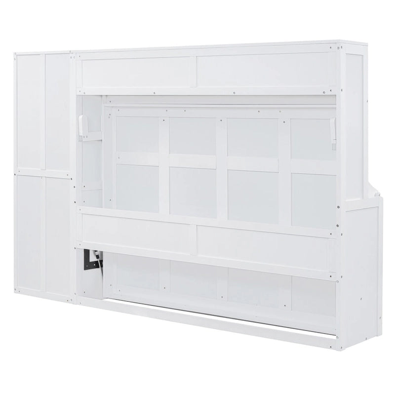 Queen Size Murphy Bed Wall Bed with Closet and Drawers,Gray