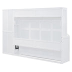 Queen Size Murphy Bed Wall Bed with Closet and Drawers,Gray