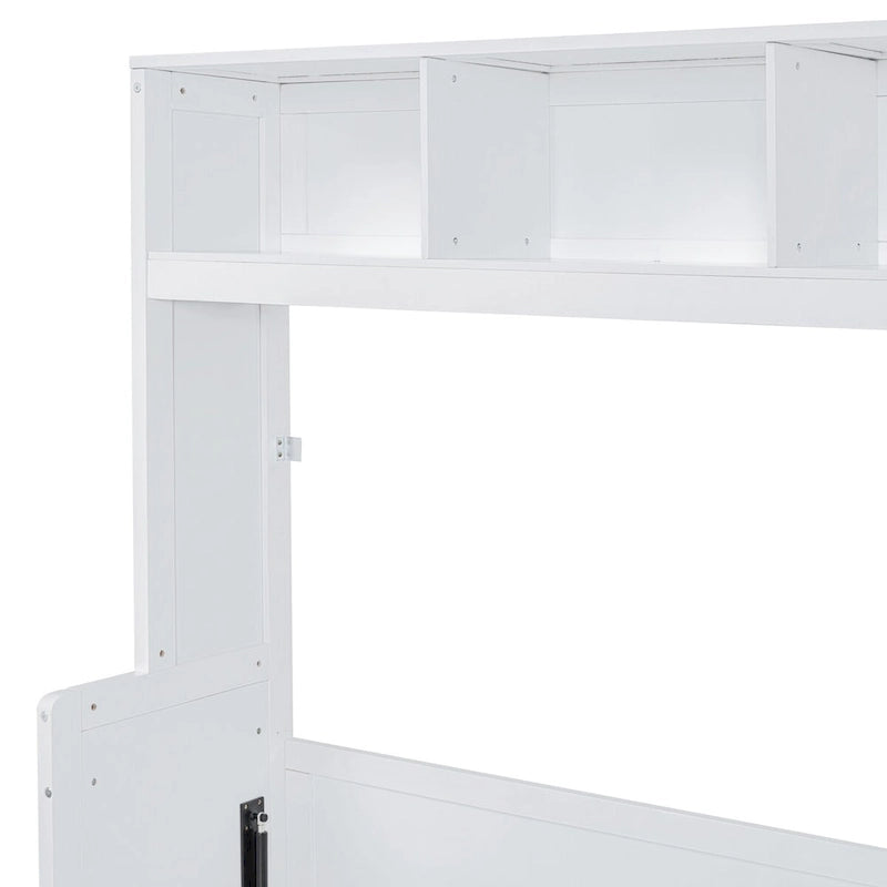 Queen Size Murphy Bed Wall Bed with Closet and Drawers,Gray
