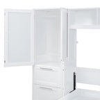 Queen Size Murphy Bed Wall Bed with Closet and Drawers,Gray