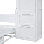 Queen Size Murphy Bed Wall Bed with Closet and Drawers,Gray