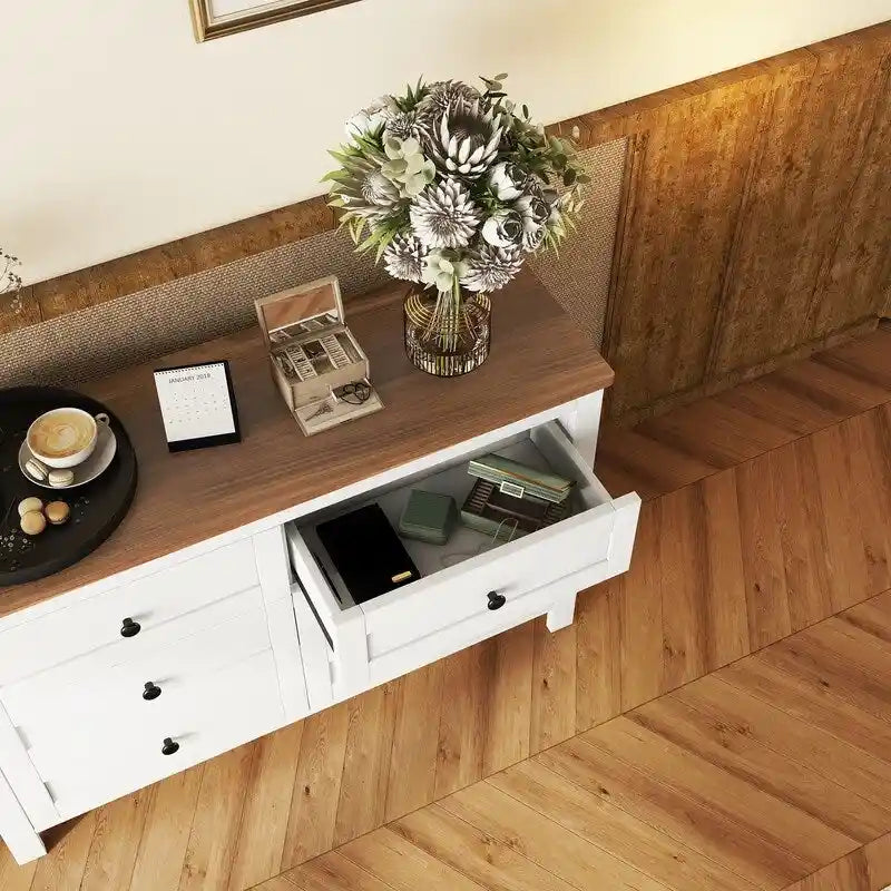 Farmhouse Wooden Dresser with 6 Drawer, Storage Cabinet