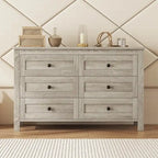 Farmhouse Wooden Dresser with 6 Drawer, Storage Cabinet