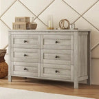 Farmhouse Wooden Dresser with 6 Drawer, Storage Cabinet