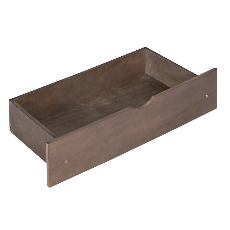 Wood Platform Bed with House-shaped Storage Headboard and 2 Drawer