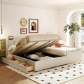 Twin XL Size Upholstered Platform Bed with Hydraulic Storage System
