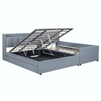 Twin XL Size Upholstered Platform Bed with Hydraulic Storage System