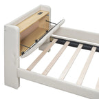 Twin XL Size Upholstered Platform Bed with Hydraulic Storage System