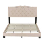 Queen Size Velvet Upholstered Platform Bed with Tufted Headboard