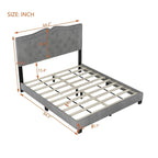 Queen Size Velvet Upholstered Platform Bed with Tufted Headboard