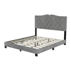 Queen Size Velvet Upholstered Platform Bed with Tufted Headboard