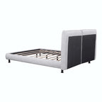 Upholstered Platform Bed with Two Large Headrests and Thick Fabric