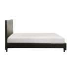 Leo California King Size Platform Bed, Brown Faux Leather, Solid Wood