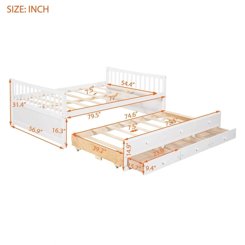 Full size Daybed with Twin size Trundle and Drawers