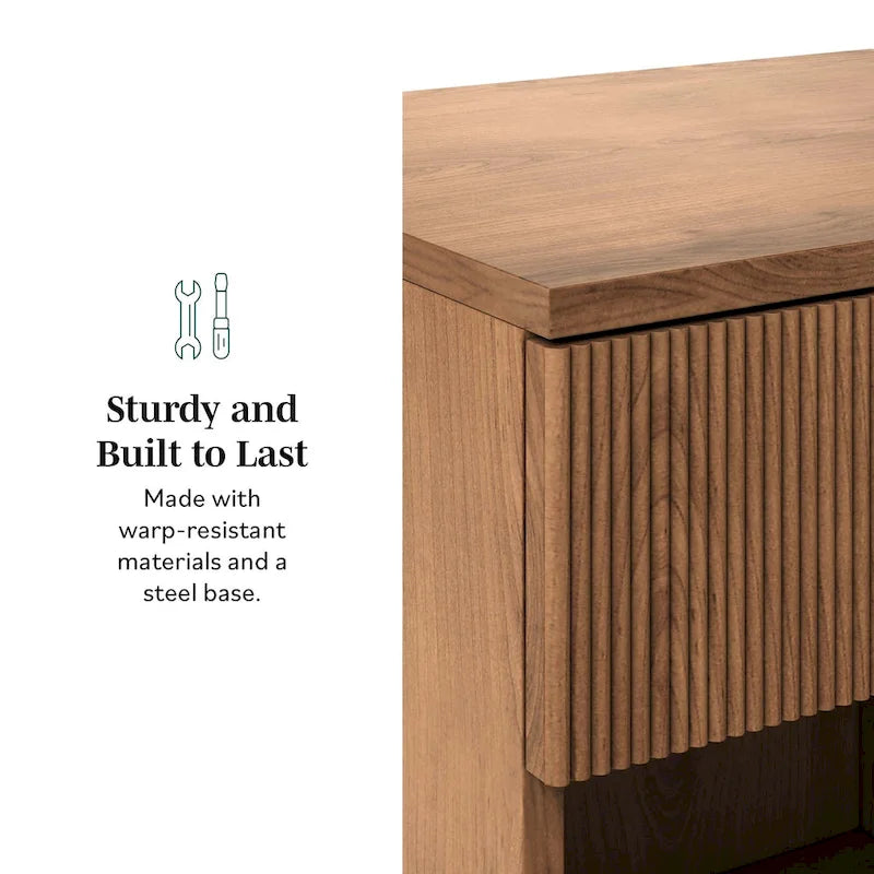 Modern Fluted-Drawer Nightstand (Set of 2)