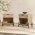 Modern Fluted-Drawer Nightstand (Set of 2)