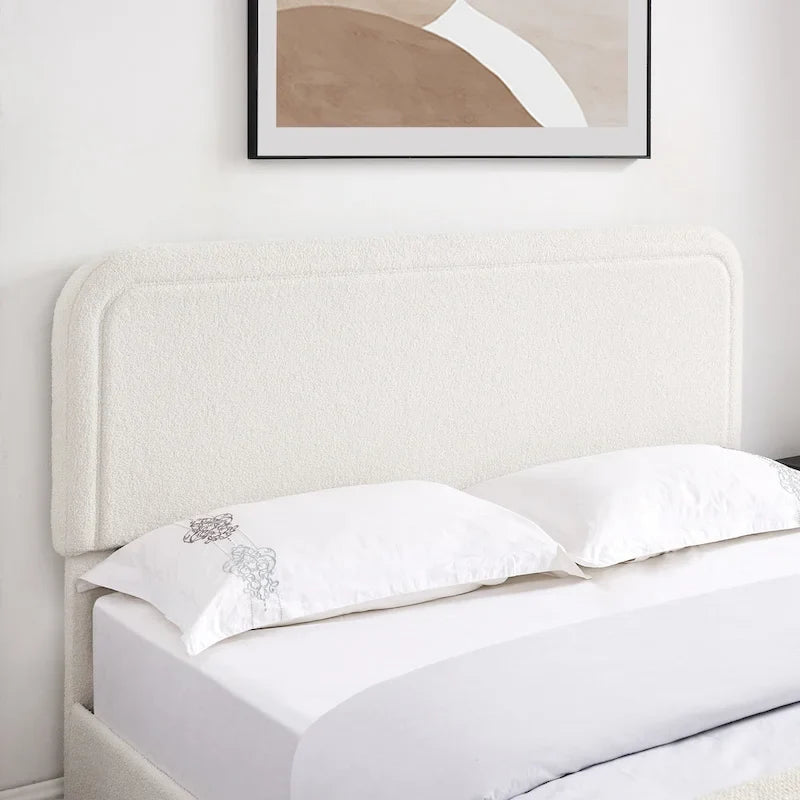 Christopher Knight Home Valle Queen Sized Boucle Upholstered Platform Bed with Drawers, Ivory