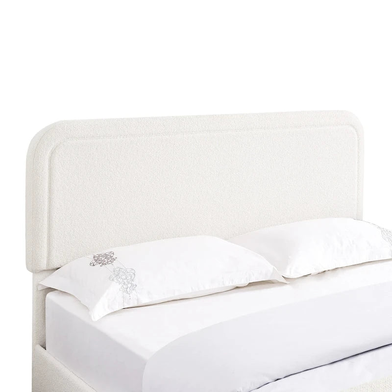 Christopher Knight Home Valle Queen Sized Boucle Upholstered Platform Bed with Drawers, Ivory