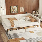 Full Size Upholstered Platform Bed with USB and 2 Drawers